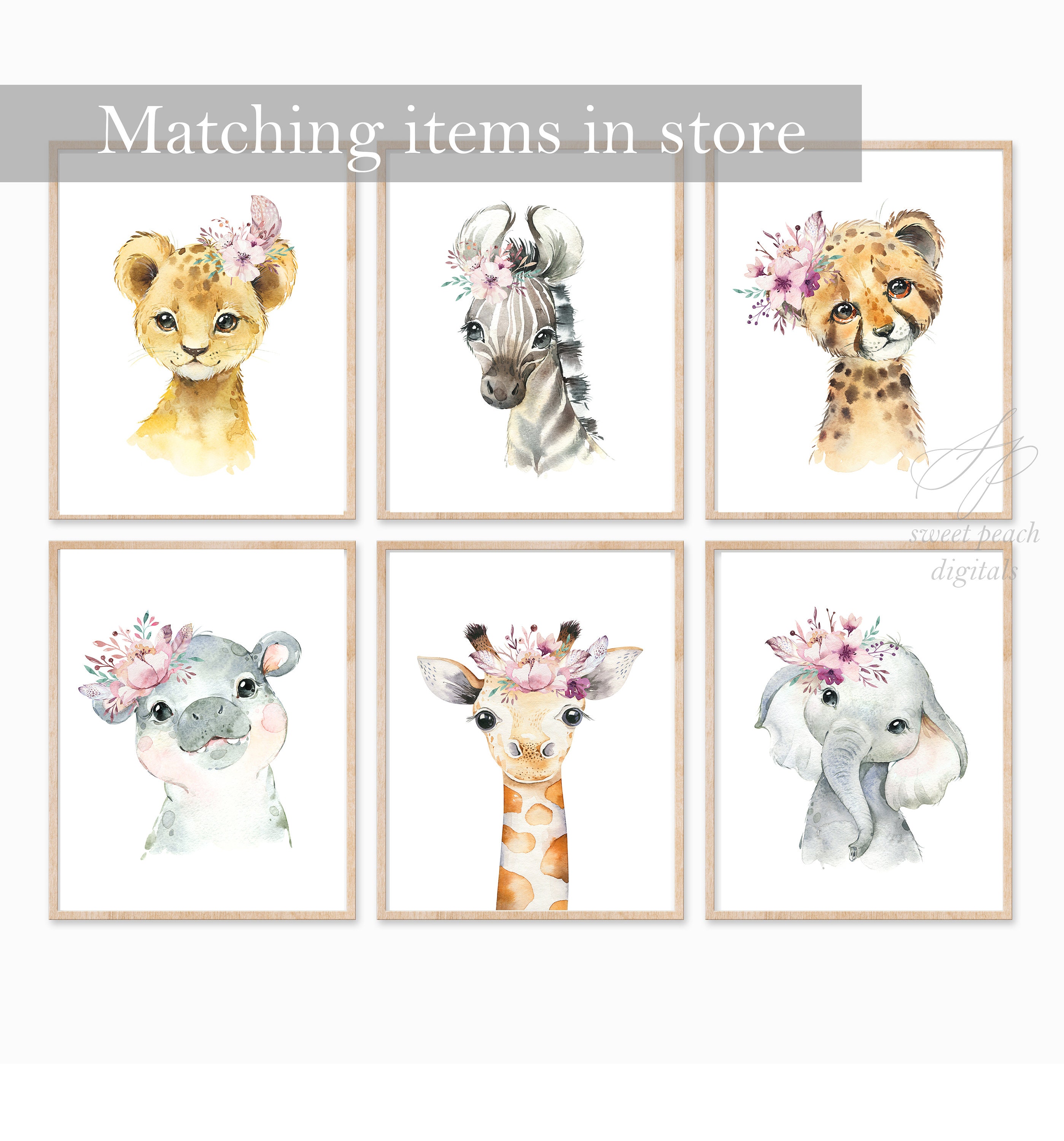 Boho Elephant Nursery Decor Wall Art Printable Digital Prints Etsy