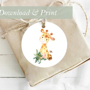 Giraffe Safari Favor Tags Guest Gift Birthday Baby Shower Digital Printable Decor Guest Zoo Jungle Theme Ideas DIY Thank You Party Giraffe