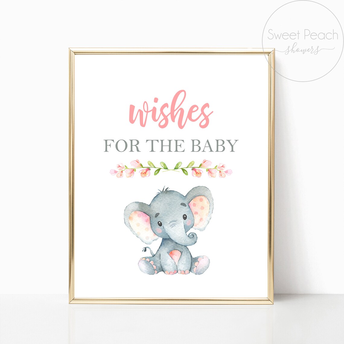 Wishes for Baby Shower Game Elephant Cards Girl Digital - Etsy