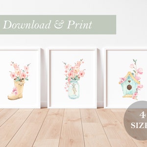 Rain Boot Nursery Decor Girl Flower Wall Art Printable Digital Print Girl Watercolor DIY Gift Floral Galoshes Rubber Rainboot Print Art Boot