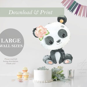 LARGE Panda Wall Size Cut Out Printable Stand Up Safari Jungle Zoo Girl Baby Shower Decor Nursery Centerpieces DIY Digital Art Wall Backdrop