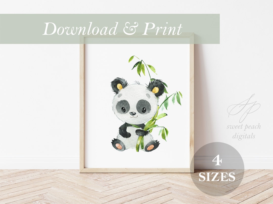 Panda Bear Nursery Decor Wall Art Printable Digital Prints Safari Zoo ...
