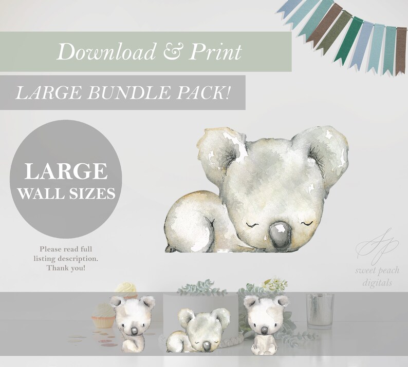 LARGE Koala Bear Baby Shower Decor Cut Out Printable Stand up Etsy