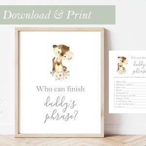 Otter Games Finish Daddys Phrase Baby Shower Card Girl Print Forest Animal Girl Otter Party Theme Printable Woodland Decor Decoration Art