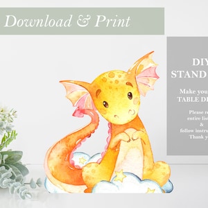 Dragon Party Table Decor Cut Out Printable DIY Stand Up Birthday Theme Baby Shower Single Sided Centerpieces Digital Print and Cut Out File