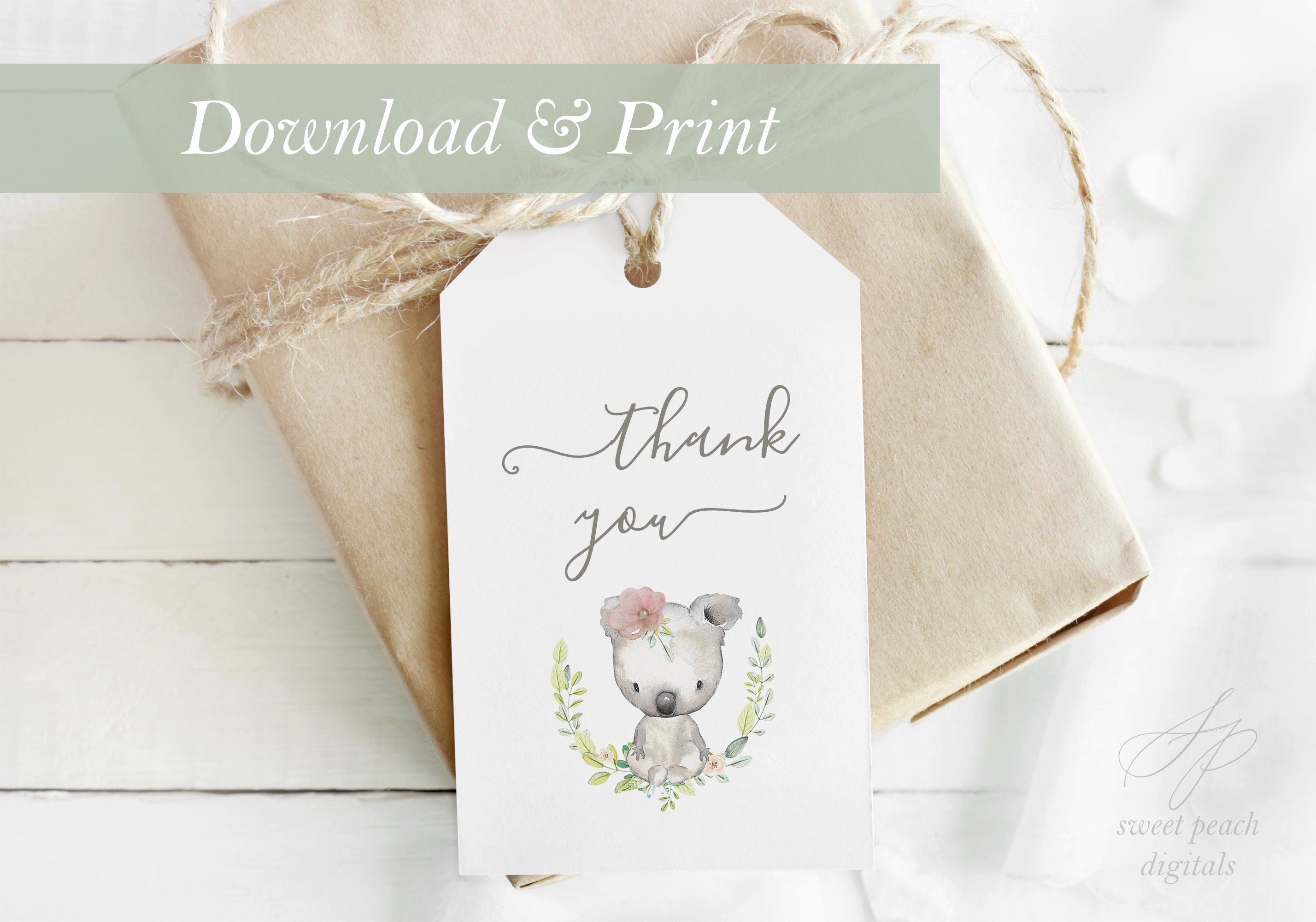 Koala Gift Tags Favor Tag Australian Baby Shower Birthday Etsy