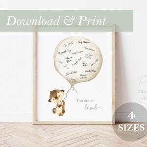 Libro degli ospiti della lontra Genere alternativo Neutro Segno del bosco Palloncino Baby Shower Sei così amato Decorazione digitale stampabile della scuola materna Stampa foresta