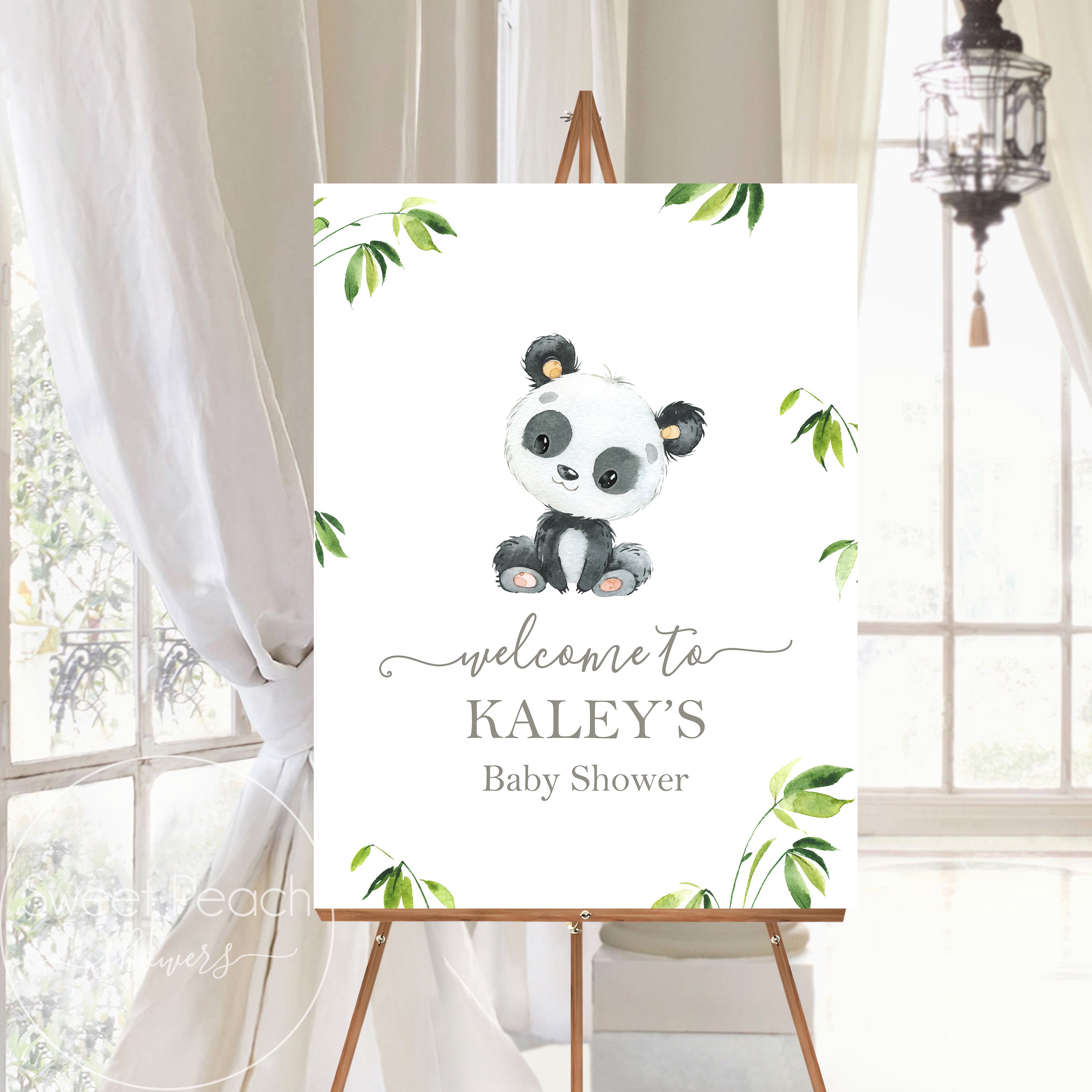 Panda Birthday Banner - Happy Birthday Sign With Panda Bear, Zoo Theme Party Decor, Baby Shower & Kindergarten Decoration