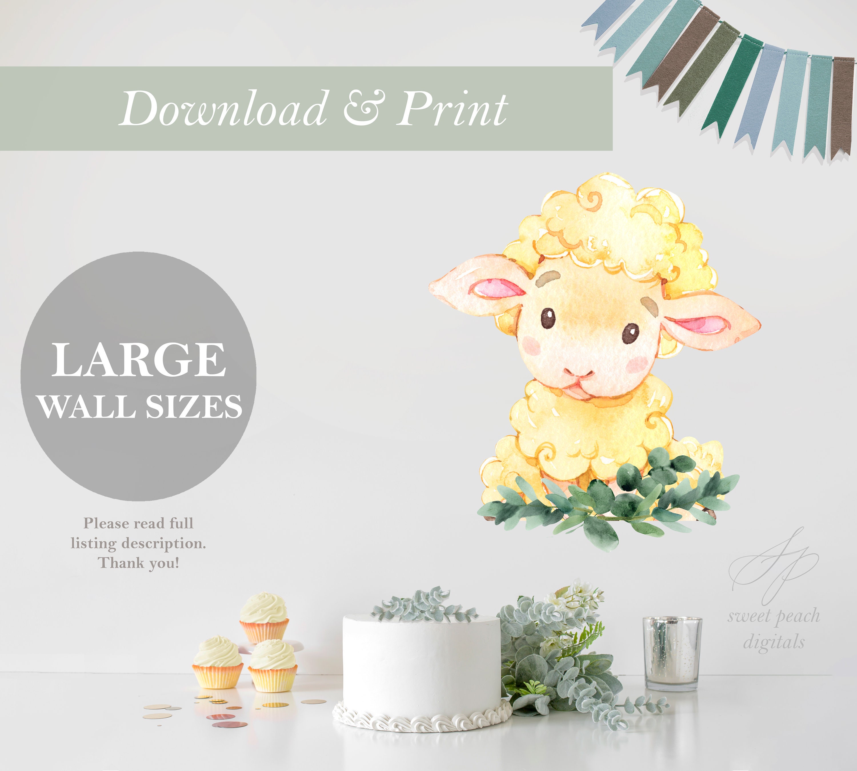 LARGE Lamb Sheep Farm Wall Size Cut Out Printable Files Farmer | Etsy