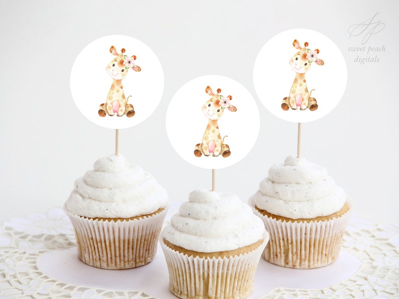 Giraffe Cupcake Topper Digital Printable Cup Cake Decoration Etsy
