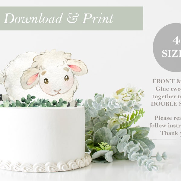 Sheep Cake Topper Lamb DOUBLE SIDED Printable Barn Yard Cut Out Farm Theme Birthday Baby Shower Decor Nursery Centerpiece DIY Digital Print