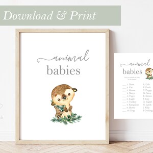 Otter Woodland Game Animal Baby Shower Card Boy Print Forest Animal Party Printable Woodland Game Decor Decoratie Otters Woods Tree