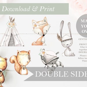 Woodland Baby Shower Table Decor Party Theme Forest Stand Up Animal Cut Out Printable Nursery Centerpieces DIY Digital Woods Do It Yourself