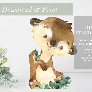 Otter Cut Out Digital Stand Up Cut Out Printable Forest Animal Theme Woodland Baby Shower Decor Centerpiece DIY Birthday Nursery Decoration