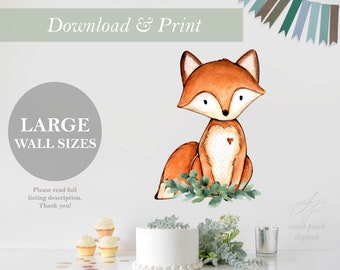 LARGE Fox Forest Woodland Cut Out Printable Files Woods Girl Baby Shower Decor Nursery Centerpieces DIY Digital Art 18x24 24x36 File Wall