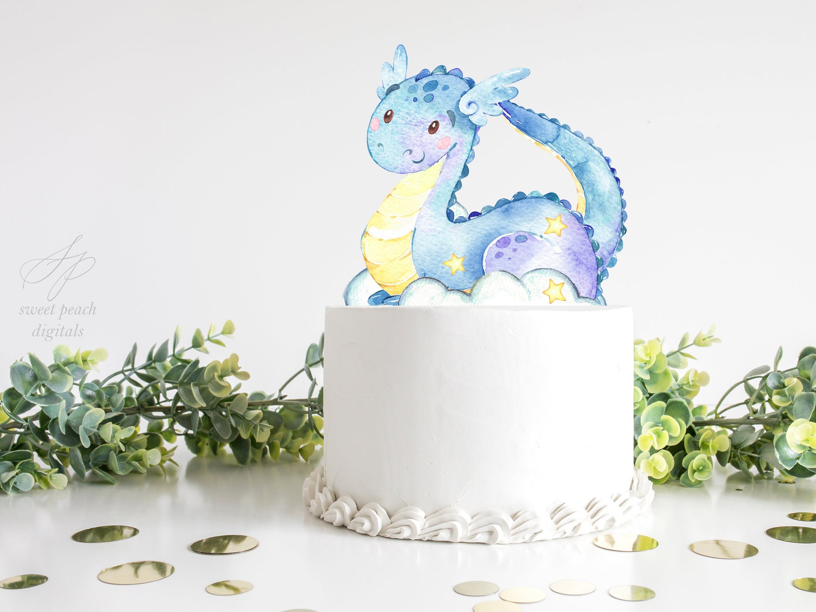 Dragon Cake Topper Printable Birthday 4 Sizes Cake Cut Out | Etsy