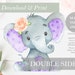 Elephant Decor Baby Shower Cut Out Printable Stand up Safari Pink Girl ...