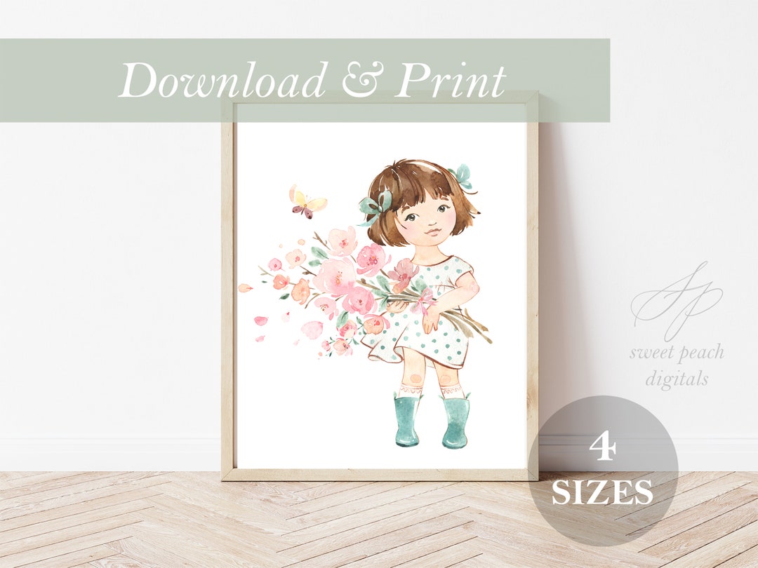 Girl Wall Art Nursery Decor Printable Digital Prints Watercolor Sister ...