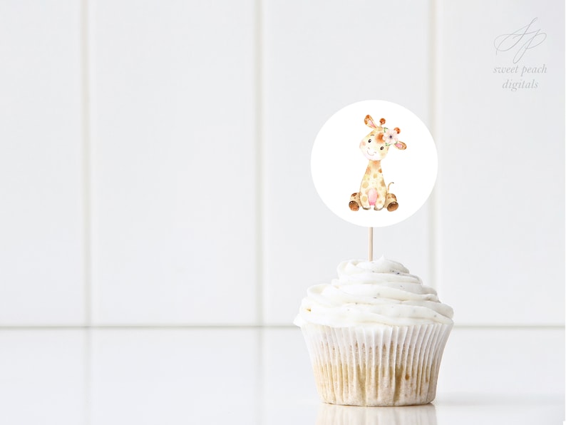 Giraffe Cupcake Topper Digital Printable Cup Cake Decoration - Etsy