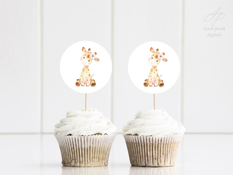 Giraffe Cupcake Topper Digital Printable Cup Cake Decoration - Etsy