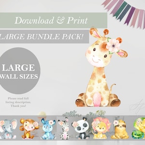 Wall Size Safari Cut Out Backdrop Printable Large Stand Up Jungle Zoo Girl Baby Shower Decor Nursery Centerpieces DIY Digital Back Drops