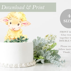 Sheep Lamb Topper DOUBLE SIDED Printable Barnyard Cut Out Farm Theme Birthday Cake Baby Shower Decor Nursery Centerpiece DIY Digital Print
