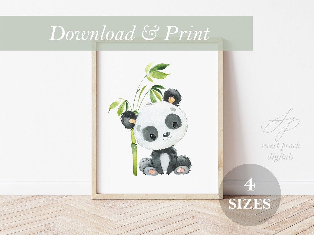 Panda Bear Nursery Wall Art Decor Printable Digital Prints Safari Zoo ...
