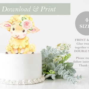 Sheep Lamb Topper DOUBLE SIDED Printable Flower Cut Out Farm Theme Birthday Cake Baby Shower Decor Nursery Centerpieces DIY Digital  File