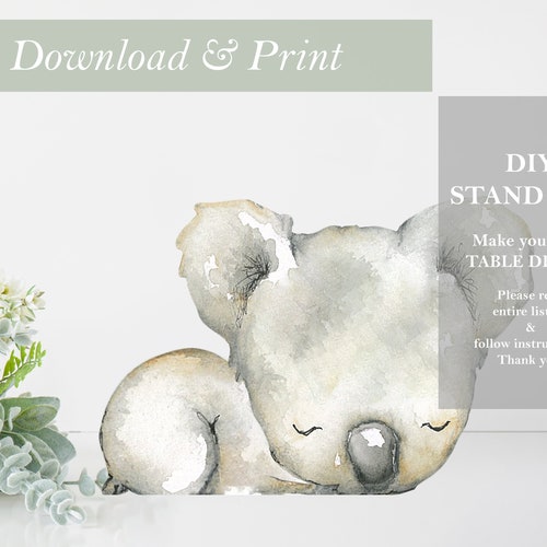 LARGE Koala Bear Baby Shower Decor Cut Out Printable Stand up Etsy