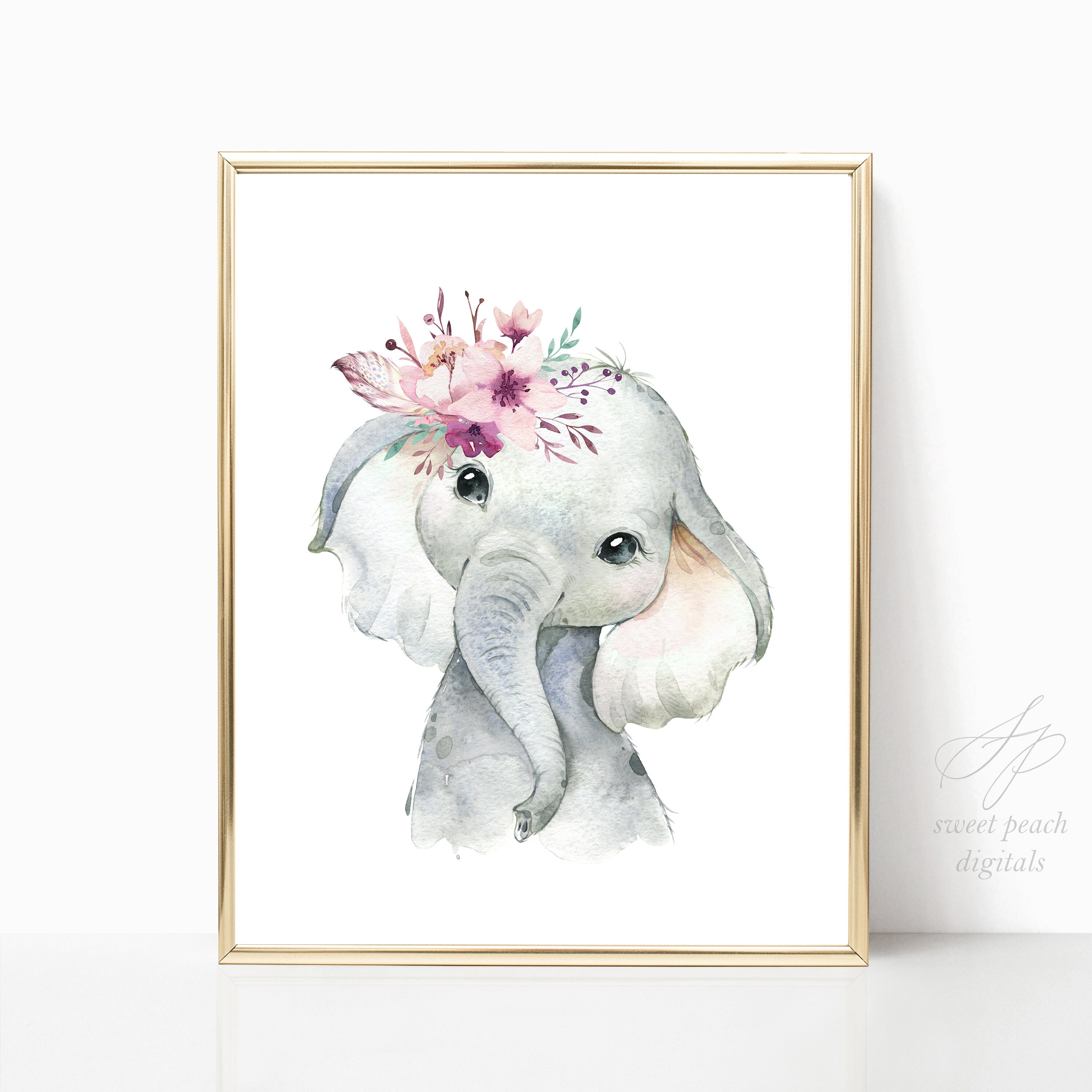 Boho Elephant Nursery Decor Wall Art Printable Digital Prints Etsy