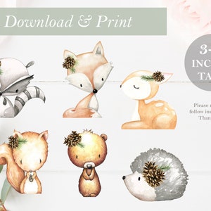 3-4 inches Woodland Animal Cut Out Printable Stand Up Woodland Boy Baby Shower Decor Woodland DIY Digital Gender Neutral Fox Hedgehog Bear
