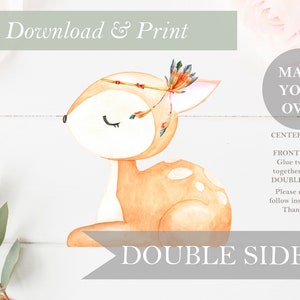 Woodland Fawn Deer Decor Cut Out Printable Stand Up Woodland Boy Baby Shower Decor Nursery Woodland Centerpieces DIY Digital Forest Woods