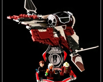 Display stand for Lego 75401 Ahsoka's Jedi Interceptor - red-white (A2111-A3111)