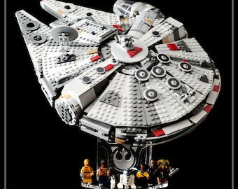 Display stand angled 36 degrees for Lego 75257-4504 Millennium Falcon + minifigures slots (A1056)