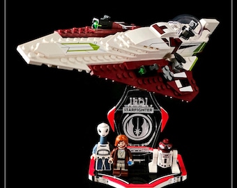 Display stand for Lego 75333 Obi Wan's Starfighter - red-white (A2096-A3096)