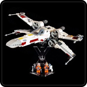 Display stand angled for Lego 75301-75218-75102-9493 X-Wing Starfighter + minifigures slots (A1041)