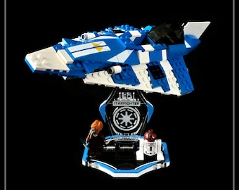 Display stand for Lego 8093 Plo Koon's Jedi Starfighter -blue-white (A2079-A3079)