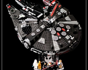 Display stand angled 36 degrees for Lego 75389 Dark Falcon + minifigures slots (A1103)