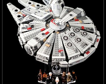 Display stand angled 36 degrees for Lego 75105-7965 Millennium Falcon + minifigures slots (A1057)