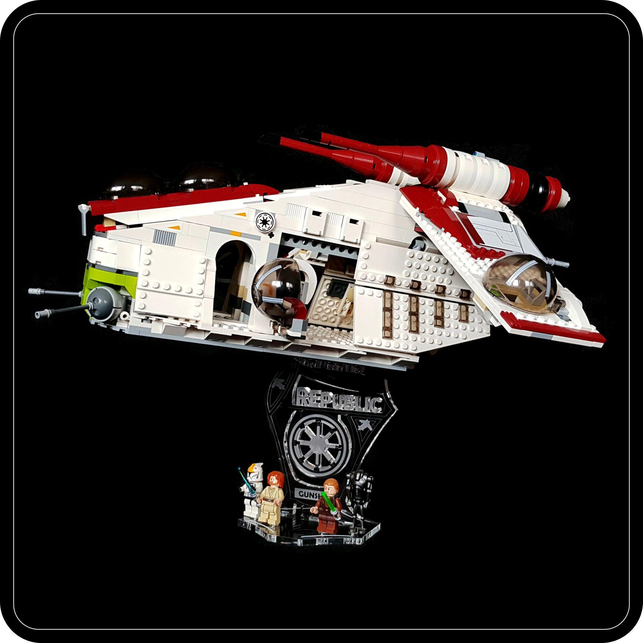 Display Stand 3D +slots for Lego 75021 and 7676 Republic Gunship