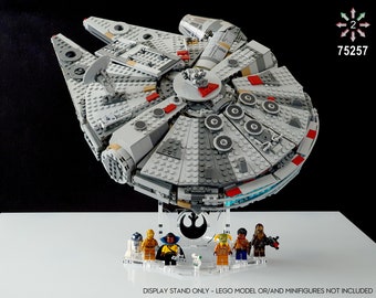 Display stand angled BK (36 degrees) for Lego 75257-4504 Millennium Falcon + minifig base plate (A1056)