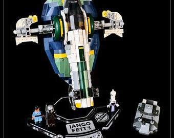 Display stand angled for Lego 75433 Jango Fett's Starship + Minifigures plate (A1121)