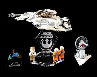 Display stand angled 3D for Lego 75049-75259 Snowspeeder + minifigures slots (A1049)