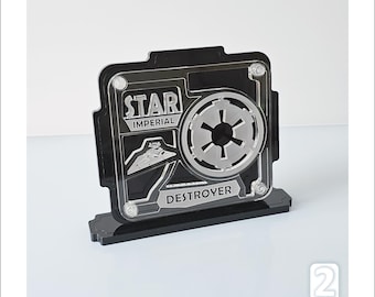 Display Plaque for STAR DESTROYER Models (black-clear, stand or wall display) -P003
