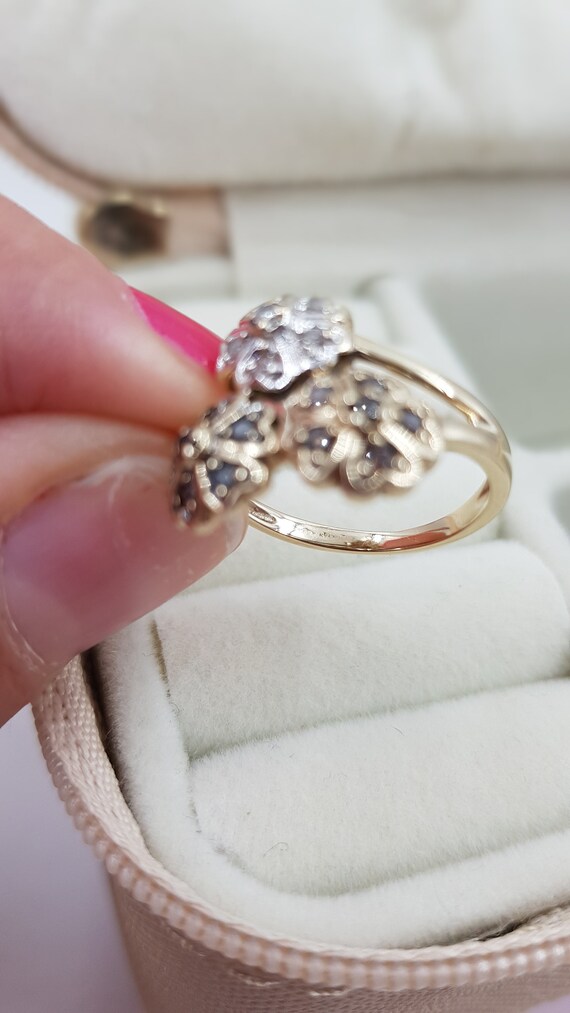 Vintage 9ct Gold Diamond Flower Ring, 9ct Diamond… - image 8