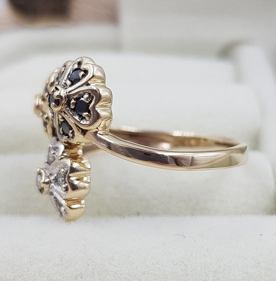 Vintage 9ct Gold Diamond Flower Ring, 9ct Diamond… - image 5