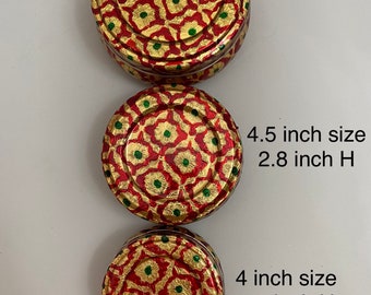 Meenakari Combo 3set-Meenakari boxes . Unique design boxes. Used for return gifts. Stackable. Jewel, dry fruit storage set. Puja organizer.