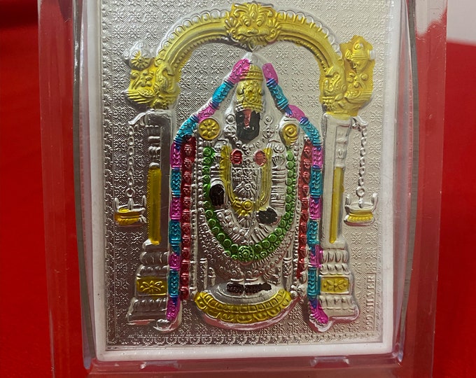 Medium Pure Silver Lord Sri Venkateswara Swamy Idol Frame With Enamel