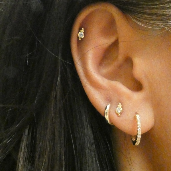 Tiny Studs, Milgrain Studs, Small Studs, Small Earrings, Cartilage Piercing, Helix, Minimalist Studs, Minimalist Earrings