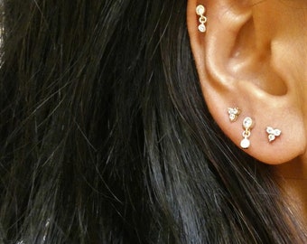 Tiny Delicate Earrings, Tiny Dainty Earrings, Threaded Stud Earrings, Cartilage Piercing, Helix, Dainty Studs, Delicate Studs